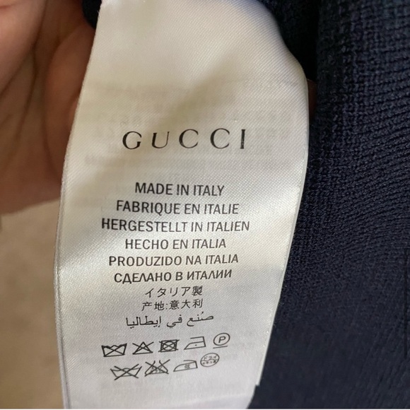 NEW! Gucci Faux Pearl Embellished Ruffled Wool Blend Mini Dress in Navy (size M) - Picture 13 of 16